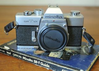 Vintage Minolta Srt - 101 Slr 35mm Camera.  Japan.  Silver.
