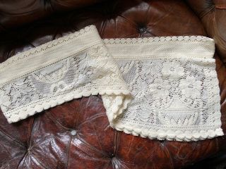 Laura Ashley Vintage Style Cotton Lace Curtain Panel 11”x72”valance Readymade