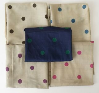 1800s Vintage Silk 5 Dotted Patterns Assorted Yardage 19thc Quilt Dressmaking