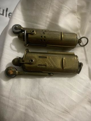 2 Vintage Wwii Flame Shield Cylinder Trench Lighter Bowers Mfg.  Co Kalamazoo,  Mi