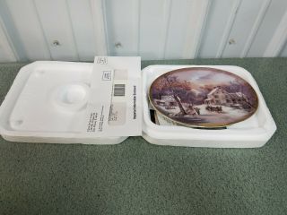 Currier And Ives Oval Porcelain Platter " The American Homestead " Winter - Vintage
