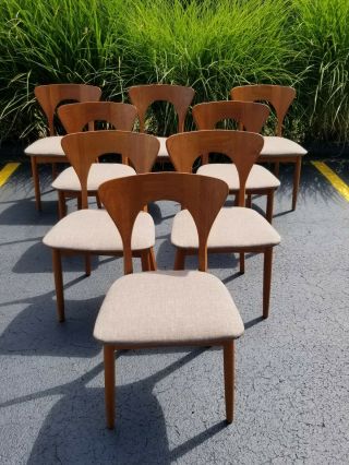 Niels Koefoeds Hornslet " Peter " Chairs Danish Modern Teak Mcm Set Of 8