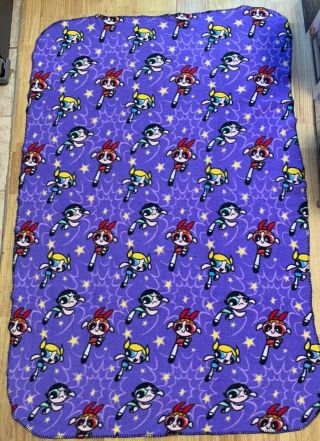 Vintage Cartoon Network Powerpuff Girls Purple Throw Blanket