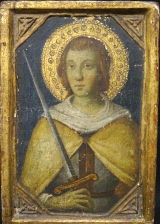 15th 16th Century Italian Renaissance Saint & Sword Icon Gold Panel Painting 3