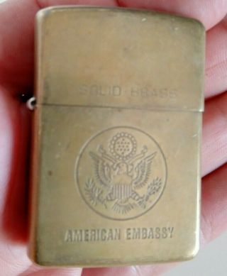 American Embassy Solid Brass Zippo Anniversary 1932 - 1989