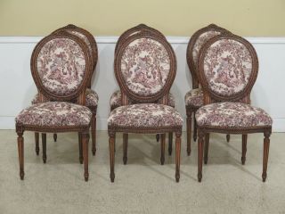 L47546EC: Set Of 6 French Louis XV Style Tapestry Upholstered Dining Chairs 2