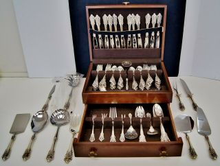 100 Piece Set Wallace Grande Baroque Sterling Silver/stainless Flatware (a5630)