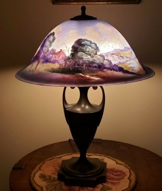 Antique Pairpoint Reverse Painted Scenic 18 " Table Lamp
