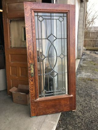 Bova 6 Antique Oak Beveled Glass Entry Door 36 X 80.  5 X 1.  75