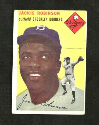 1954 Topps Jackie Robinson 10 Brooklyn Dodgers Printing Line