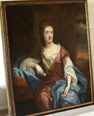 Fine Large Antique Late 18th Century Portrait Oil On Canvas Painting Dahl