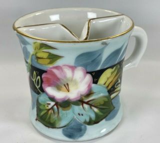Hand Painted Antique Porcelain Mustache Mug Cup Coffee Vtg Floral Victorian
