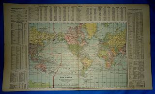 Vintage 1918 Folio Size Atlas Map The World Old & Authentic S&h