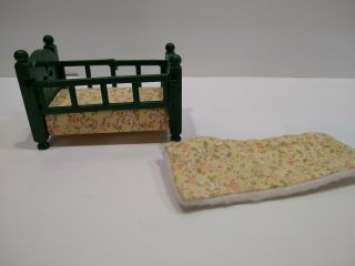 Vintage Epoch Sylvanian Families Calico Critters 1985 Dollhouse Green Baby Crib