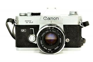 Canon Tl Ql Vintage 35 Mm Camera With 50mm 1:1.  8 Lens