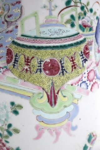 Large Antique Chinese Famille Rose Porcelain Vase Decorated Precious Objects 3