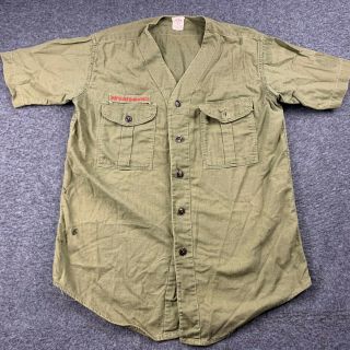 Vtg Boy Scouts Of America Bsa Official Shirt Sanforized Short Sleeve V Neck