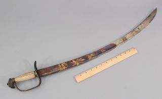 Antique War Of 1812,  American Artillery Officers Sword,  Blued Gold Blade,  Nr