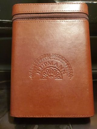 H.  Uppmann Vintage Tan Leather Travel Case Cigar Humidor 10x8 " Perfect
