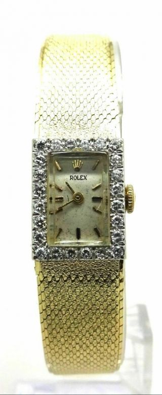 ROLEX Vintage 14K Gold &.  50 CTW Diamond Ladies Hand Winding 34.  1 Grams 3