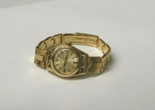 Rolex Vintage Oyster Perpetual 18k Gold 24mm Ref 6619 Oyster Pattern Band