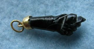 Vintage Figa Fist 14k Yellow Gold And Black Coral Charm " Black Lives Matter "