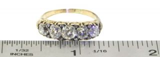 Antique 14K gold 2.  36CTW VS Old Mine cut diamond 5 - stone band ring w/.  60CT ctr. 3