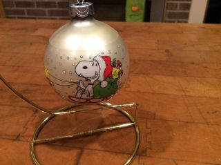 Vintage Snoopy Woodstock Schulz Peanuts Hallmark Glass Ball Christmas Ornament