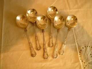 Set 6 Vintage Silver Plated Soup Spoons,  Kings Pattern P Bros