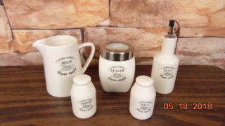Vintage Oil Milk Sugar Sweet Home Set Salt Pepper Shakers Pack Organizer