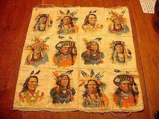12 Large Antique Native American Indian Chief Tobacco Cigarette Silks