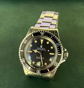 1970 Vintage Rolex Submariner Watch 5513 Non Serif Matte Dial Oyster Bracelet