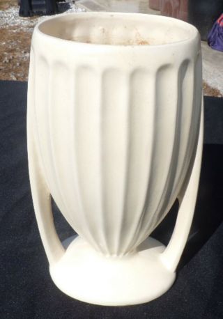 Vintage Hull Pottery Vase Usa 215 - 9 Double Handled White Cream