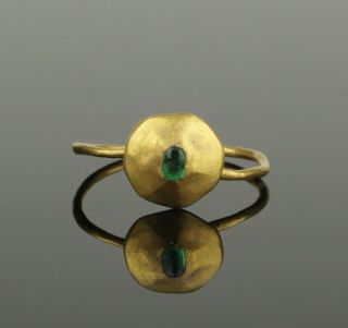 Ancient Medieval Gold Emerald Ring - Circa 14th/15th Century Ad