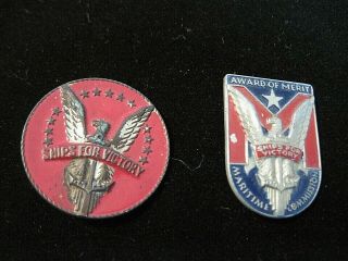Vintage Wwii Us Maritime Commission Merit Award Ships For Victory 2 Pins
