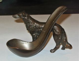 Vintage Art Deco Standing Wolfhound Dog Bronze Copper Figural Pipe Holder Rest