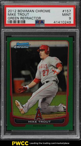 2012 Bowman Chrome Green Refractor Mike Trout Rookie Rc 157 Psa 9