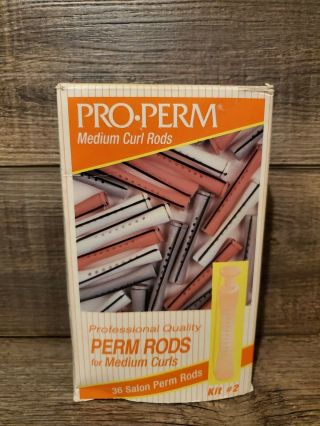 Vintage Pro Perm Rods Medium Curl Rods Kit 2 - 36 Rods