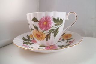 Vintage Royal Tuscan Fine Bone China Cup & Saucer Chrysanthemum Pink