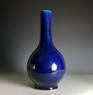 Exceptional Antique Chinese Blue Glazed Porcelain Bottle Vase - Qianlong Period
