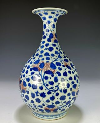 Antique Chinese Underglaze Blue and Red Porcelain Vase - 18th Century 3