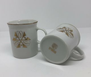 Vintage Twa Trans World Airlines Porcelain Mug Set Of Two Gold Trim And Logo