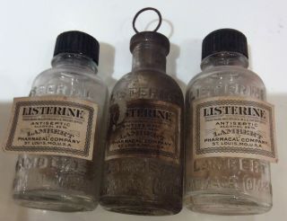 Vintage Listerine “lambert Pharmacy”rare - 1 W/ Cork Top - Use Photos
