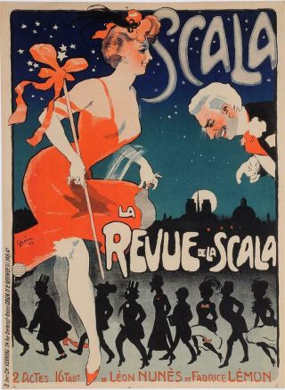 Vintage French Poster " La Revue De La Scala " By Grun 1906