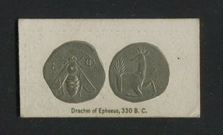 1888 Vintage W.  S.  Kimball Cigarette Card N180 Ancient Coins Drachm Of Ephesus