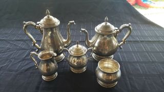 Antique Prelude Sterling Silver 5 Piece Coffee And Tea Set