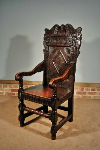 17th Century Oak Yorkshire Great or Wainscot Chair c.  1670 2
