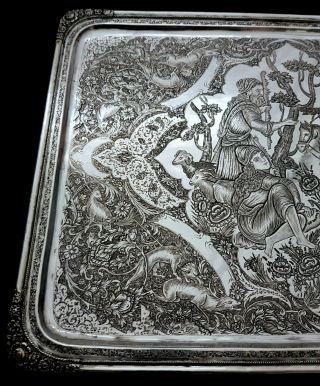 Extremely Fine Antique Persian Style Middle Eastern Islamic Solid Silver Tray 3