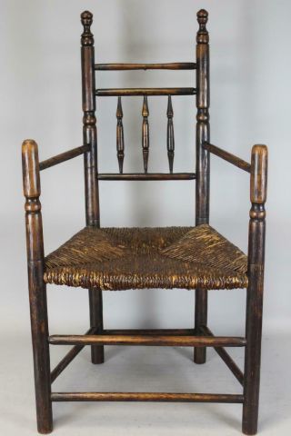 Museum Quality American 17th C Pilgrim Carver Armchair In Ash In Old Surface