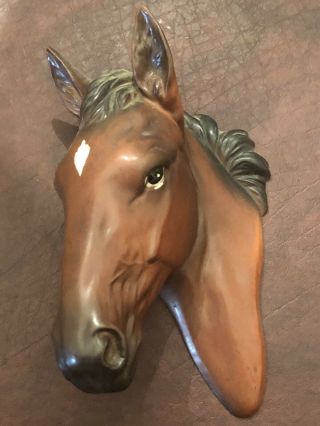 Vintage Norcrest Ceramic Horse Head Wall Art Hanging Equestrian Pony